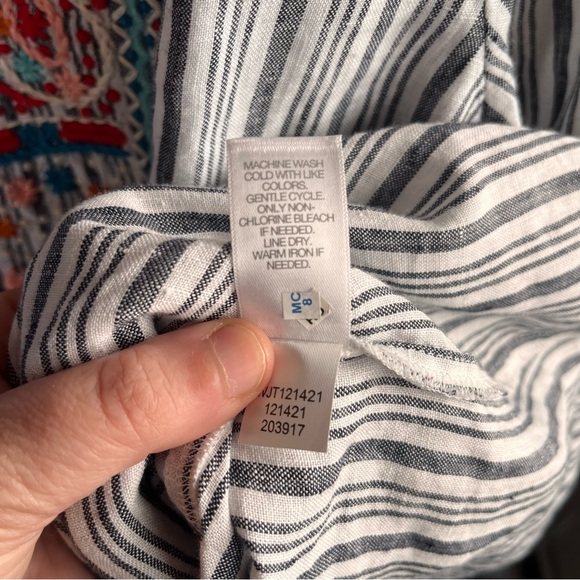 J. Jill Love Linen Blue and White Striped Tunic with Embroidered Details XL - Picture 8 of 12